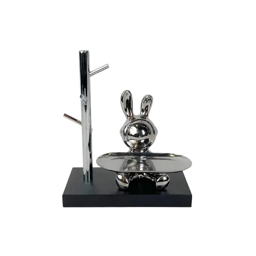 Elegant-Metallic-Bunny-Tray-&-Jewelry-Tree Elegant Metallic Bunny Tray & Jewelry Tree