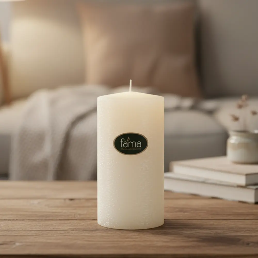 Fama 7.5x15cm beige candle1