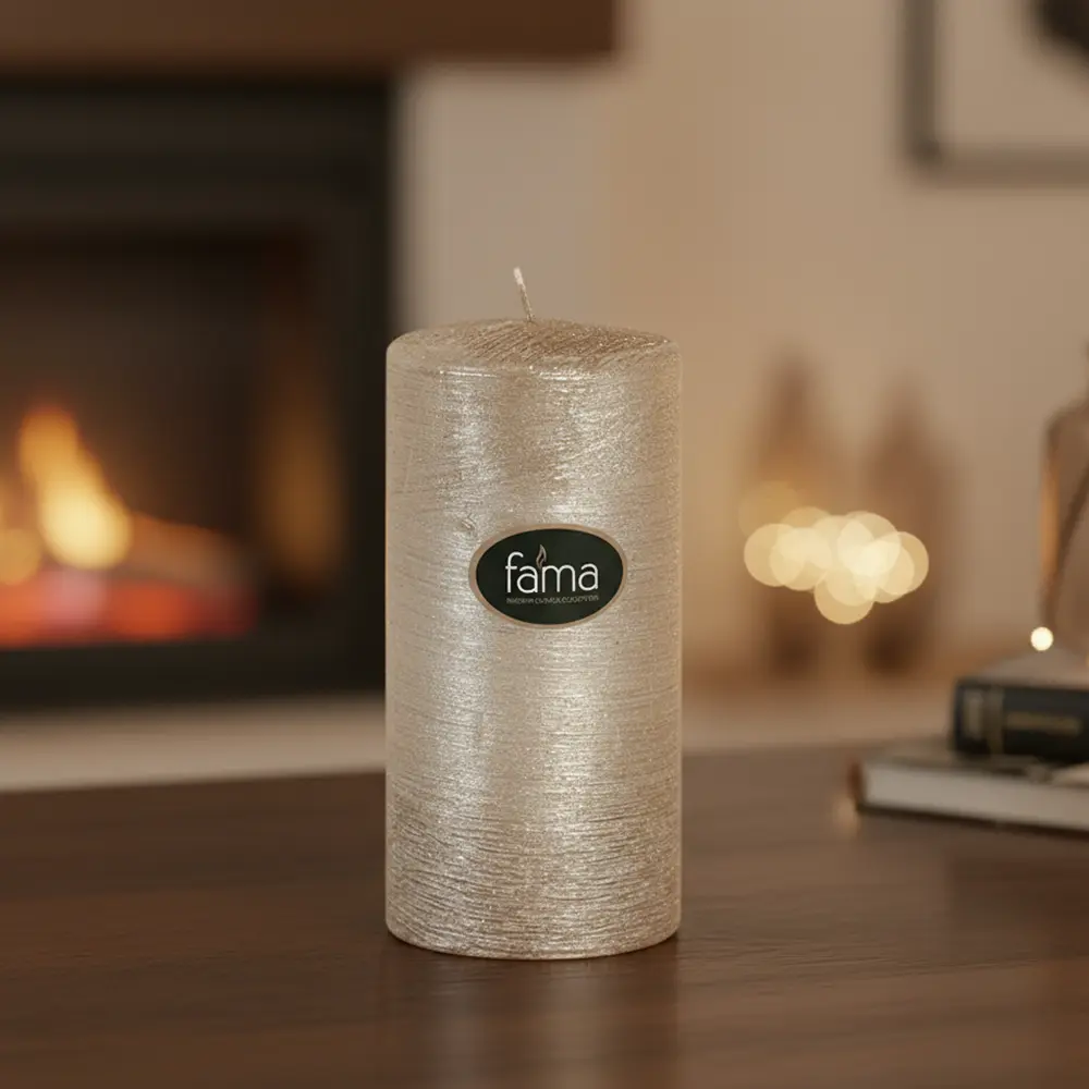 Fama 7.5x15cm gold candle1