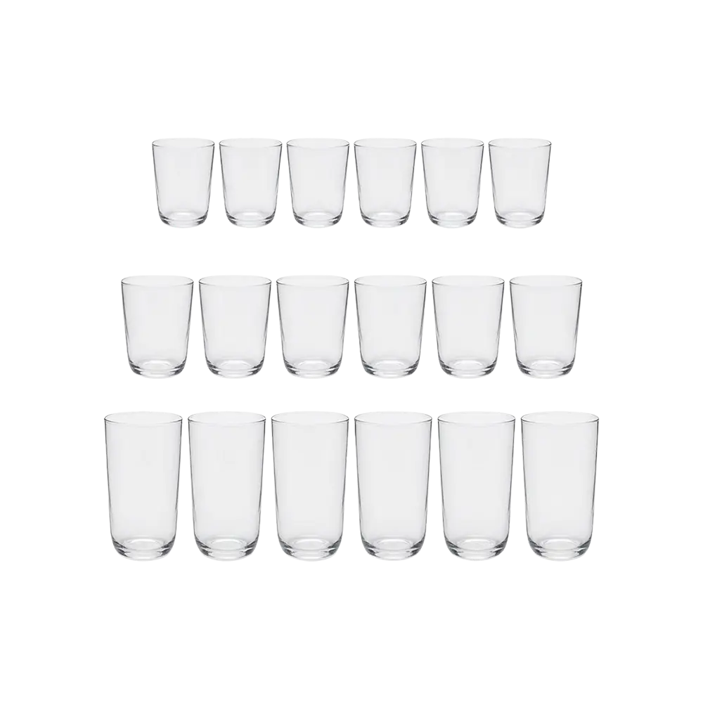 Glass 18pcs Multiple Sizes Cups