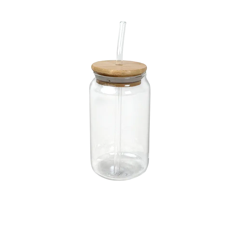 Glass 350ml Transparent Mug with Wooden Lid