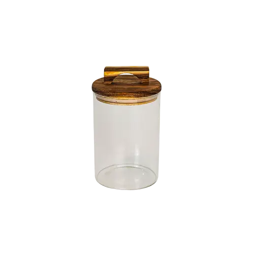Glass Storage Jar with Wooden Handle Lid 800ml
