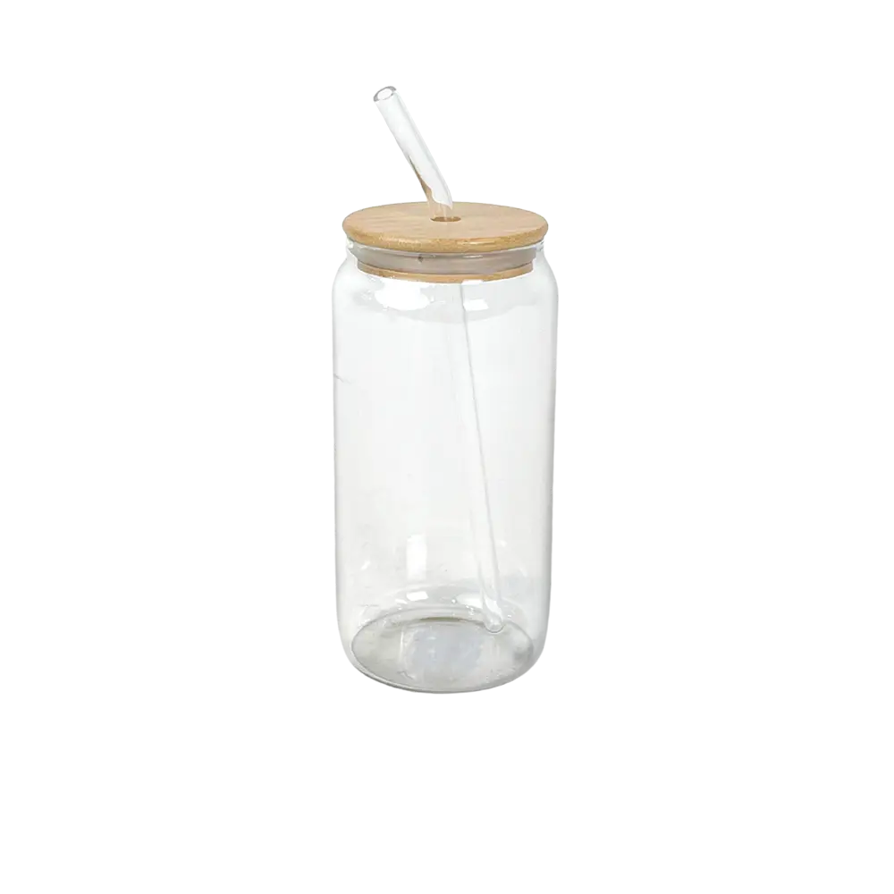 Glass Transparent Mug with Wooden Lid
