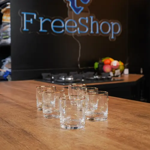 Gold-Bow-Accent-Glass-Set1 Gold Bow Accent Glass Set1