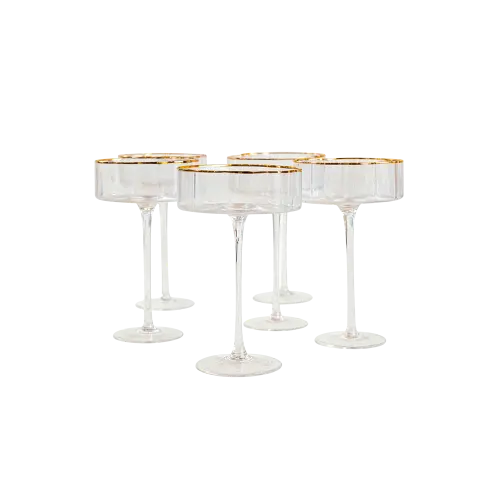 Gold Rim Chic Cocktail Glass Set