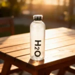 H2O Glass Water Bottle Black Cap 1L1