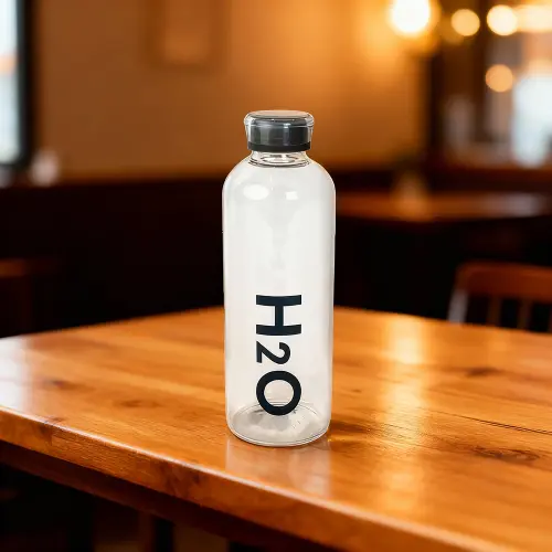 H2O Glass Water Bottle Gray Cap 1L1