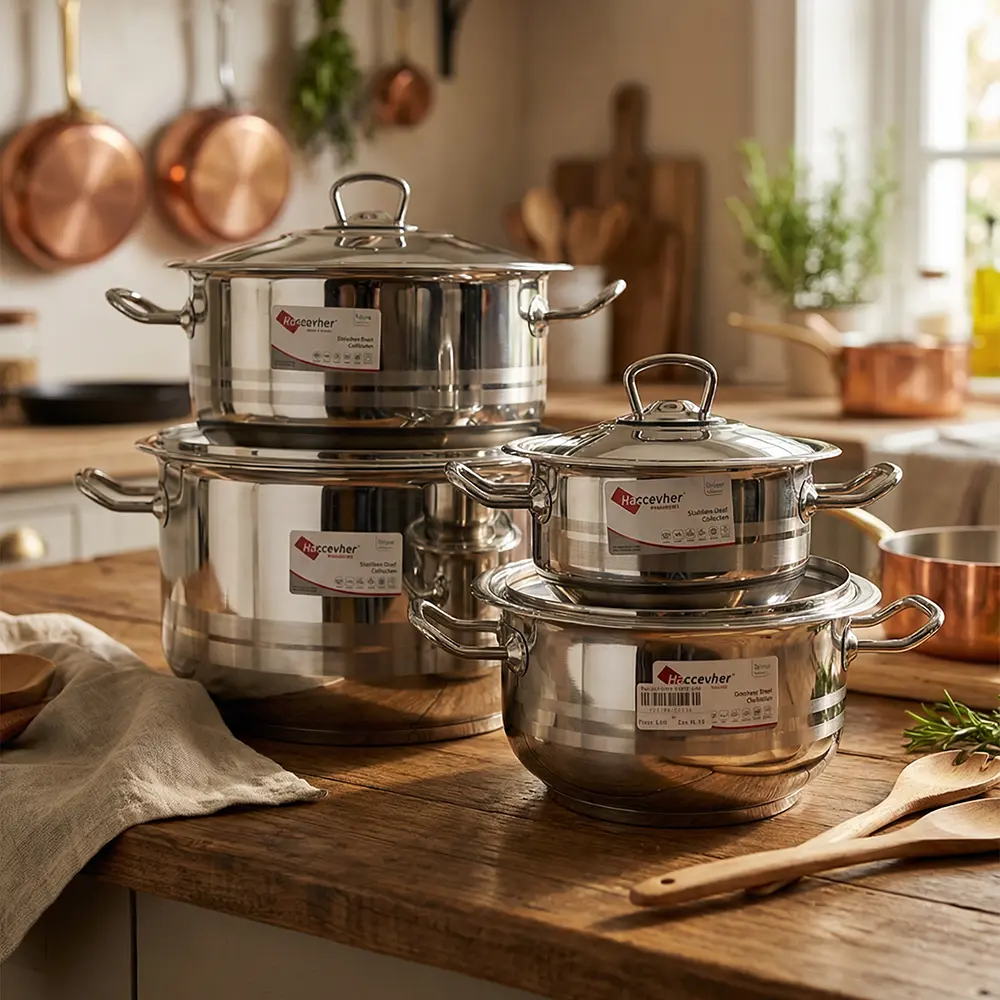 Hascevher 8pcs Stainless Cookware Set1