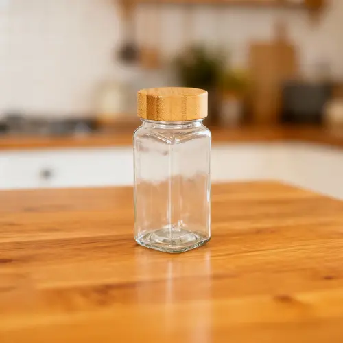 Kitchen Spice Container Matte Bamboo wooden lid1