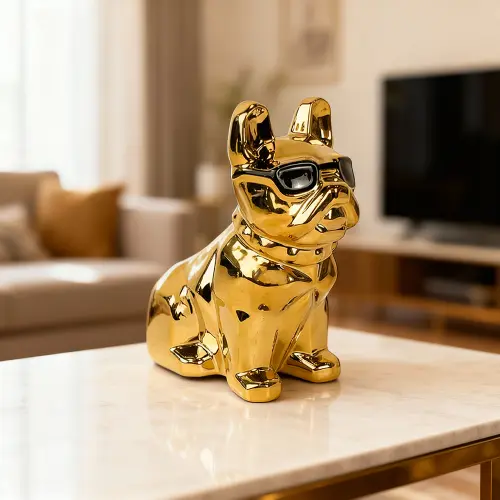 Luxury Gold Dog Tissue Box Ceramic Style Finish1
