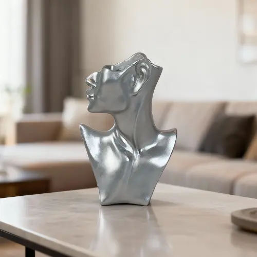 Luxury Silver Abstract Head Sculpture1