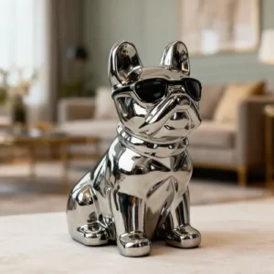 Luxury Silver Dog Tissue Box Ceramic Style Finish1