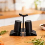 Matte-Black-Salt-&-Pepper-Shaker-Set-with-Curved-Base1 Matte Black Salt & Pepper Shaker Set with Curved Base1
