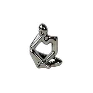 Modern Abstract Sitting Figure Metallic Silver