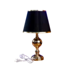 Modern Table Lamp with Fabric Shade Black & Metallic Base