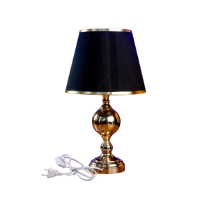 Modern Table Lamp with Fabric Shade Black & Metallic Base