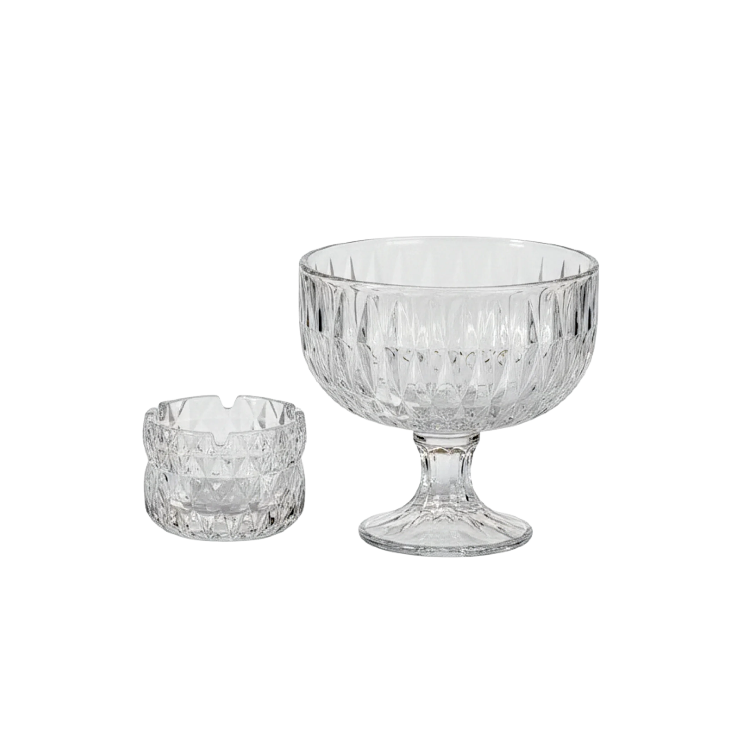Momaz 3 Piece Crystal Glass Bowl & Ashtray Set