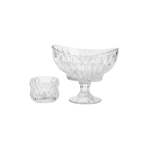Momaz Crystal Diamond Cut Serving Bowl & Ashtray Set