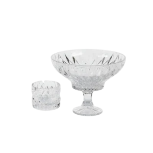 Momaz Diamond Cut Crystal Bowl & Ashtray Set