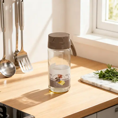 Oil Glass Pitcher 500ml Beige lid1