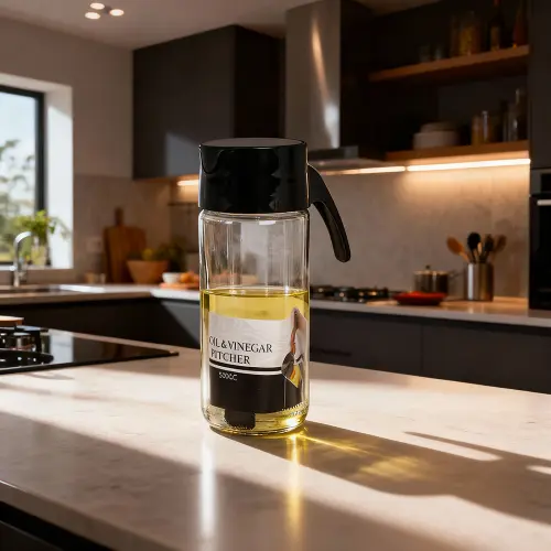 Oil Glass Pitcher 500ml Black lid1