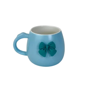 Porcelain Coquette Bow Design Blue Mug