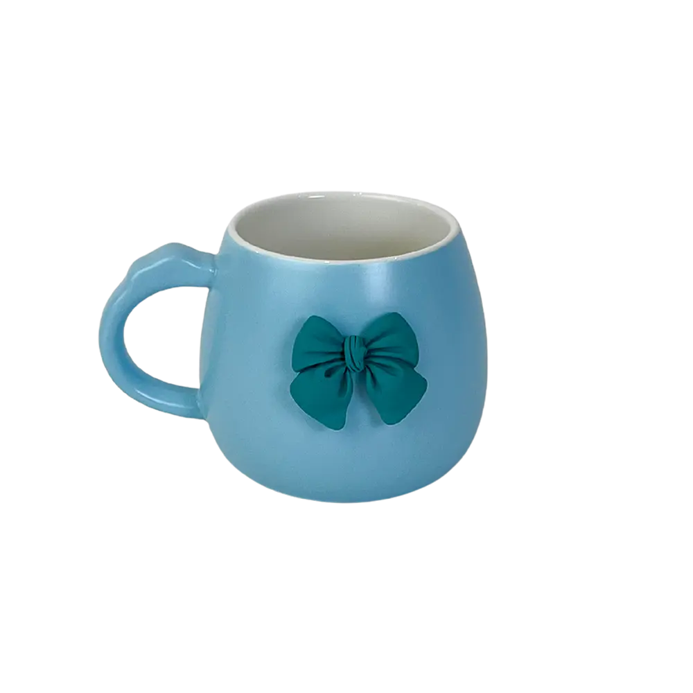 Porcelain Coquette Bow Design Blue Mug