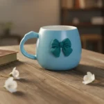Porcelain Coquette Bow Design Blue Mug1