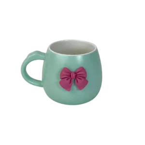 Porcelain Coquette Bow Design Mint Mug