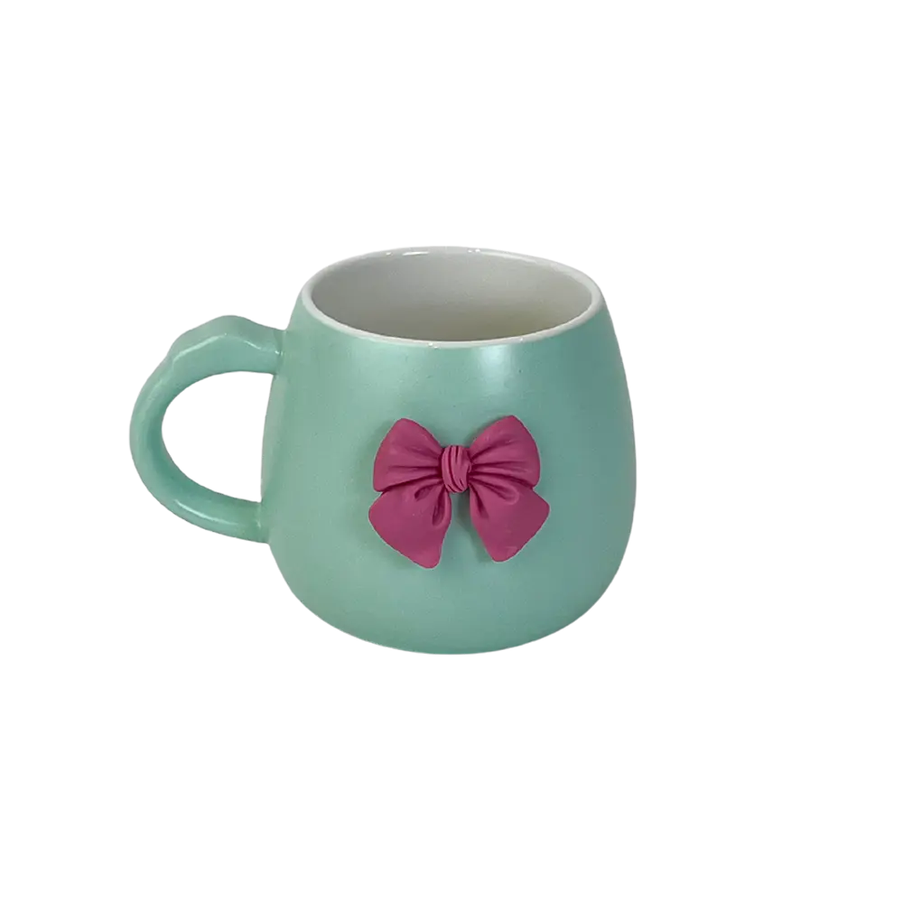 Porcelain Coquette Bow Design Mint Mug