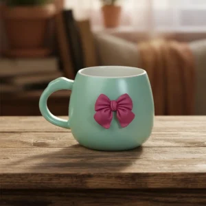 Porcelain Coquette Bow Design Mint Mug1