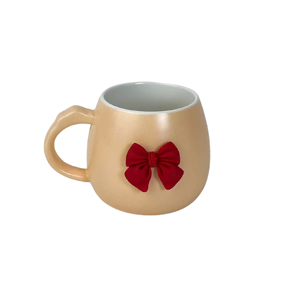 Porcelain Coquette Bow Design Yellow Mug