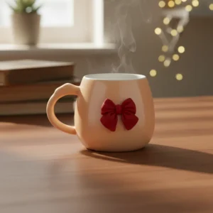 Porcelain Coquette Bow Design Yellow Mug1