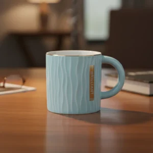Porcelain Golden Rim Blue Mug1