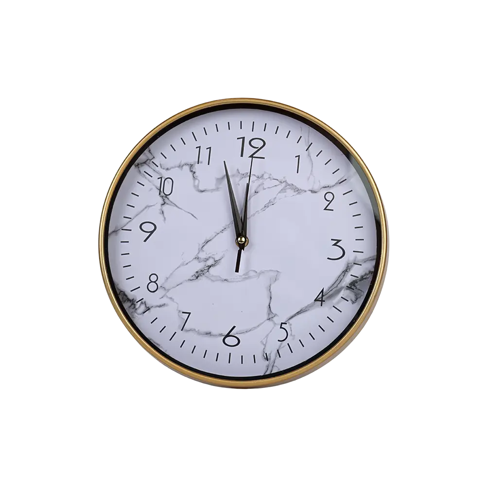 Round 30cm Marbled Design Watch with Golden Rim