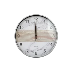 Round 30cm Marbled Design Watch with Silver Rim