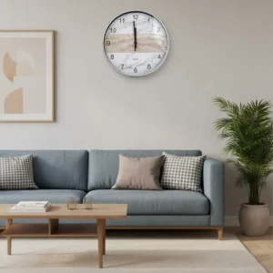 Round 30cm Marbled Design Watch with Silver Rim1