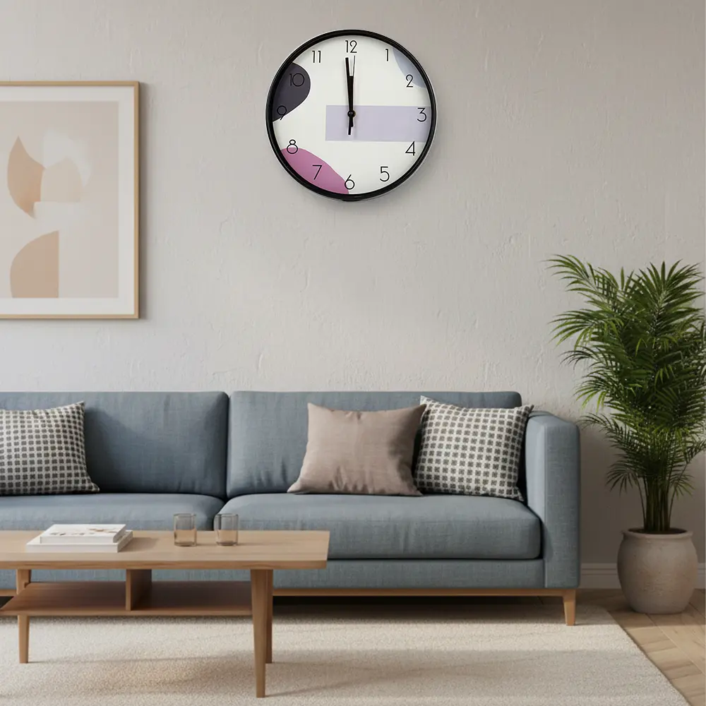 Round-30cm-White-&-Black-Watch1 Round 30cm White & Black Watch1