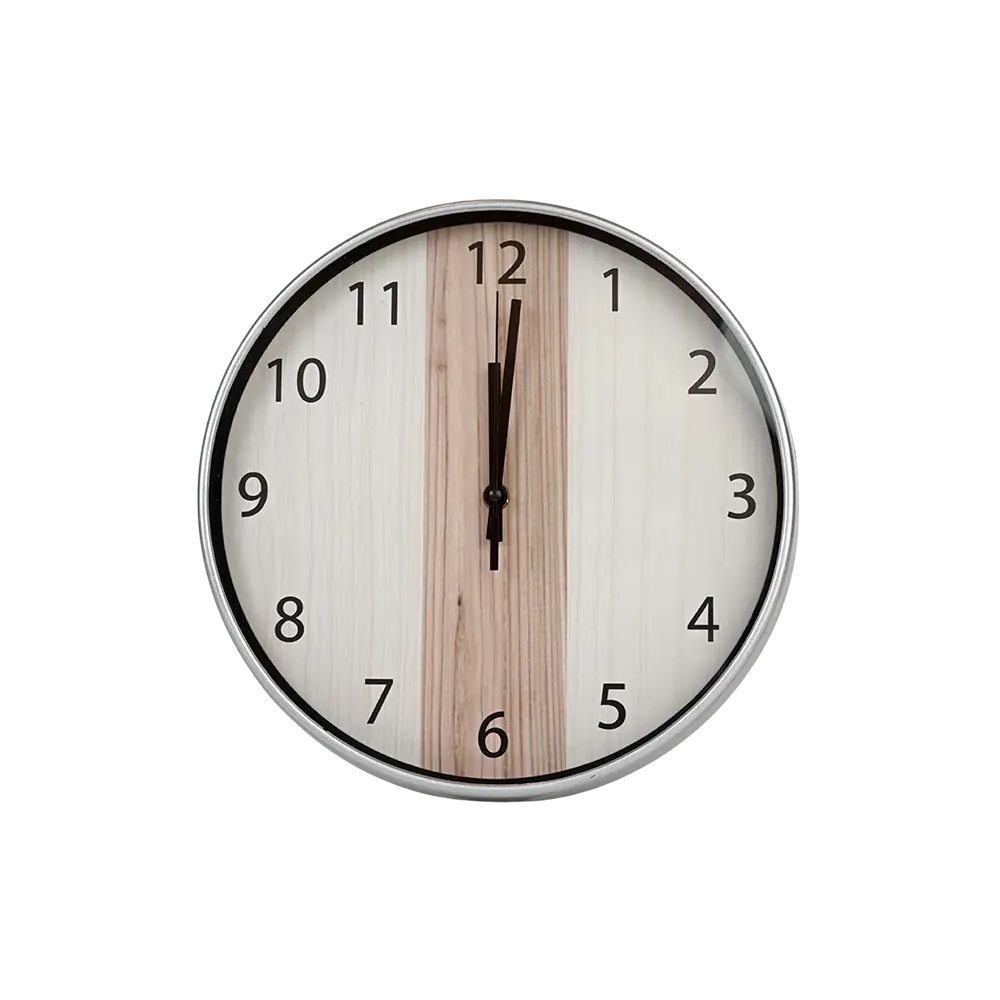 Round 30cm White Watch with Silver Rim