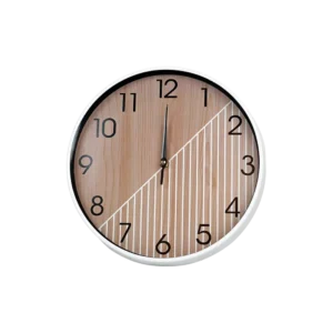 Round 30cm White & Wooden Watch