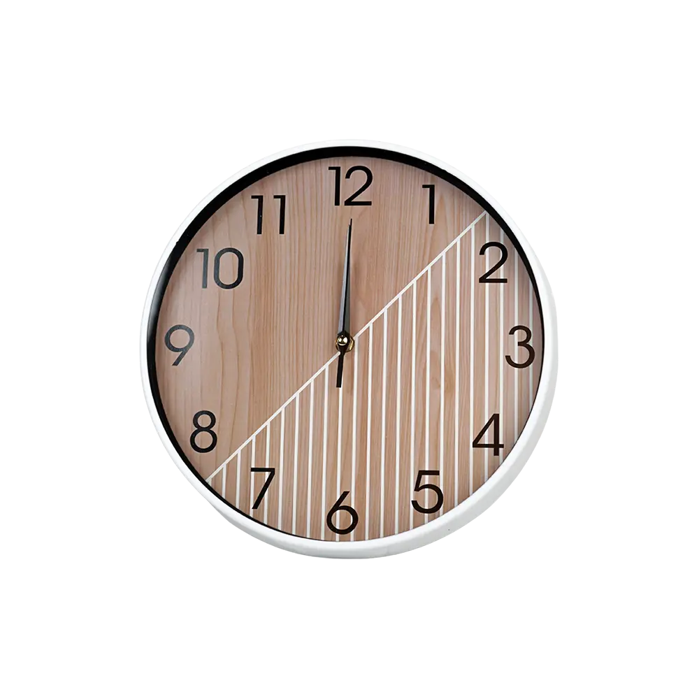 Round 30cm White & Wooden Watch