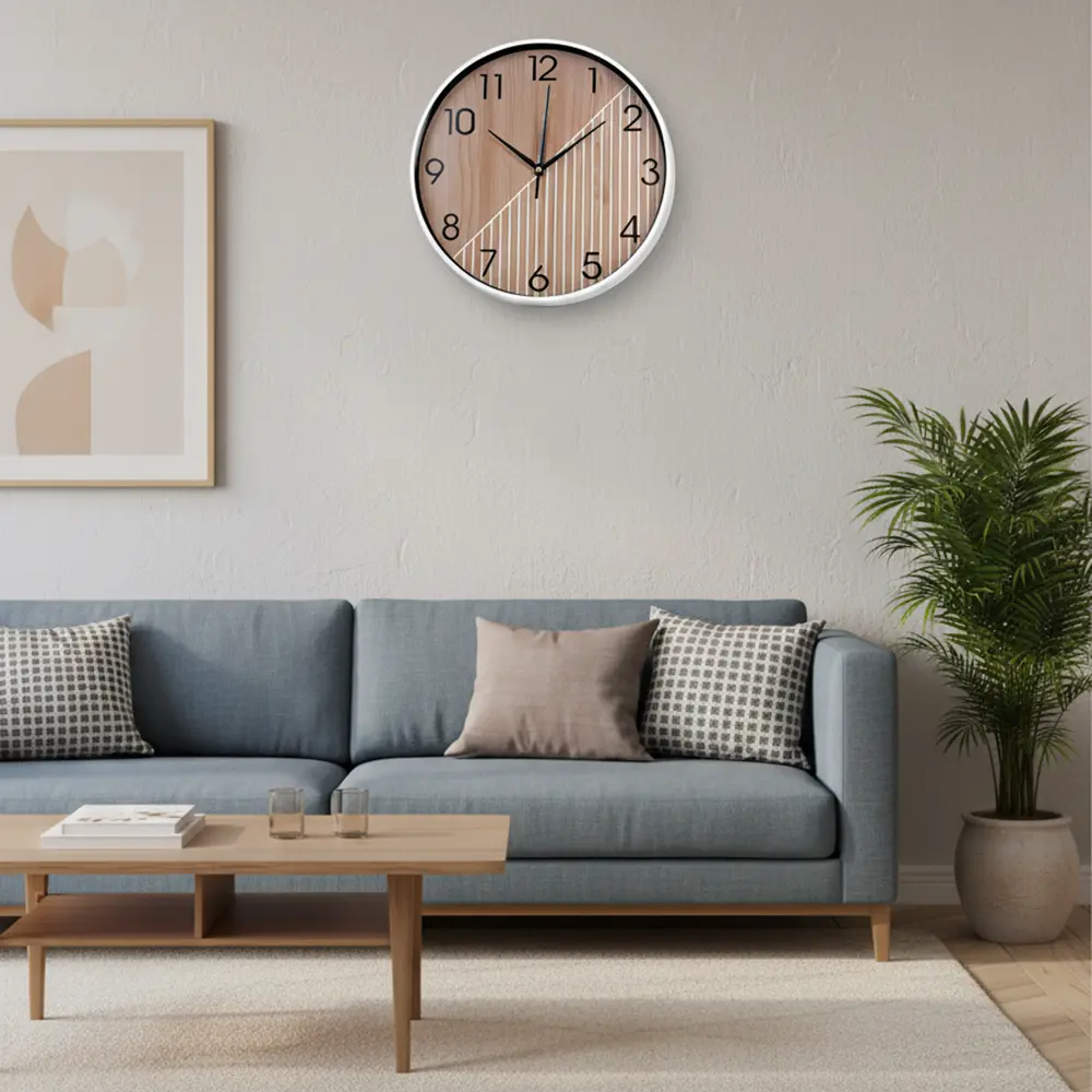 Round 30cm White & Wooden Watch1