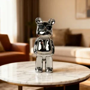 Silver Gloss Bear Ornament Trendy Home Decor1