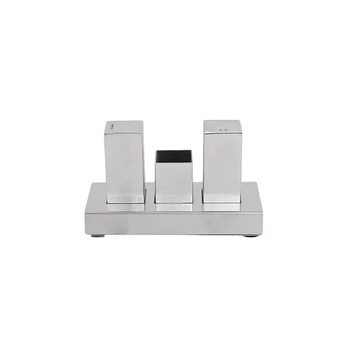 Silver Modern Salt, Pepper & Toothpick Holder Set with Base