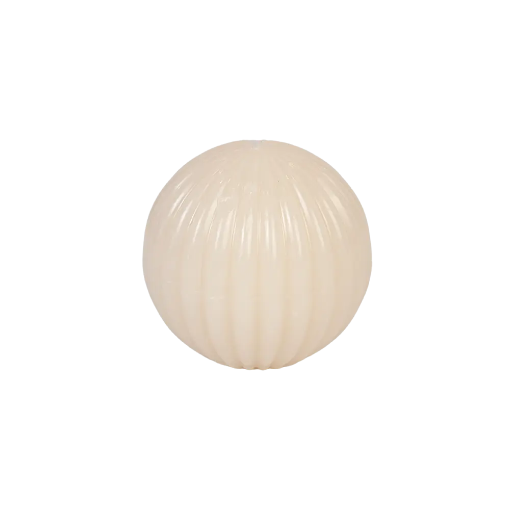 Small Ball Ribbed Design Offwhite Candle