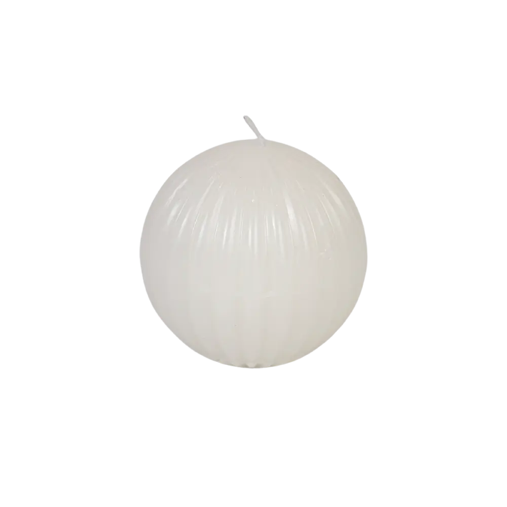Small Ball Ribbed Design White Candle