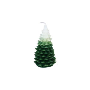 Small Tree Shape Green & White Candle