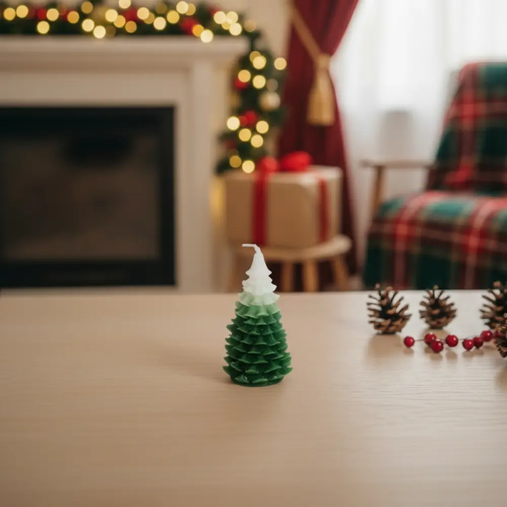 Small-Tree-Shape-Green-&-White-Candle1 Small Tree Shape Green & White Candle1