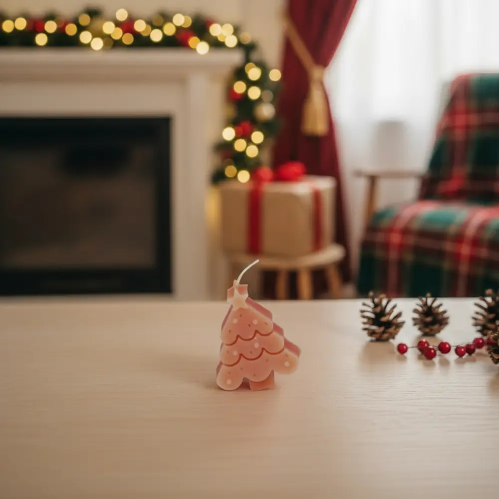 Small Tree Shape Orange Candle1