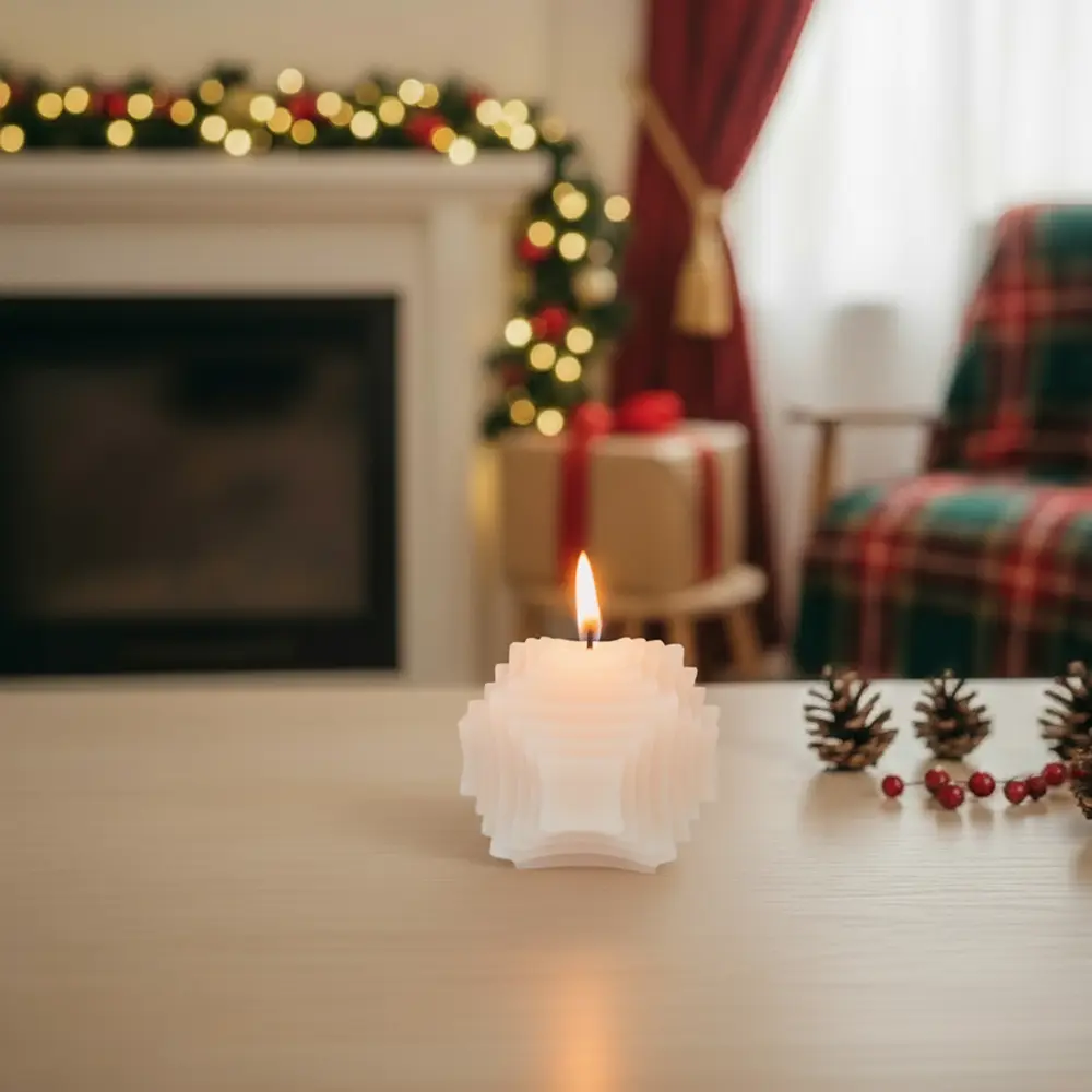 Square Shape Offwhite Candle1